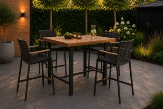 Tierra Foxx Barset Charcoal met Teak Bartafel