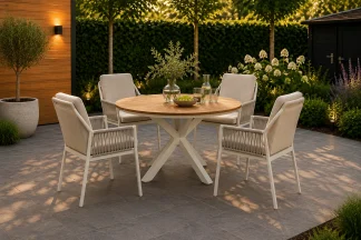 Tierra Liv Dining Set Creme White