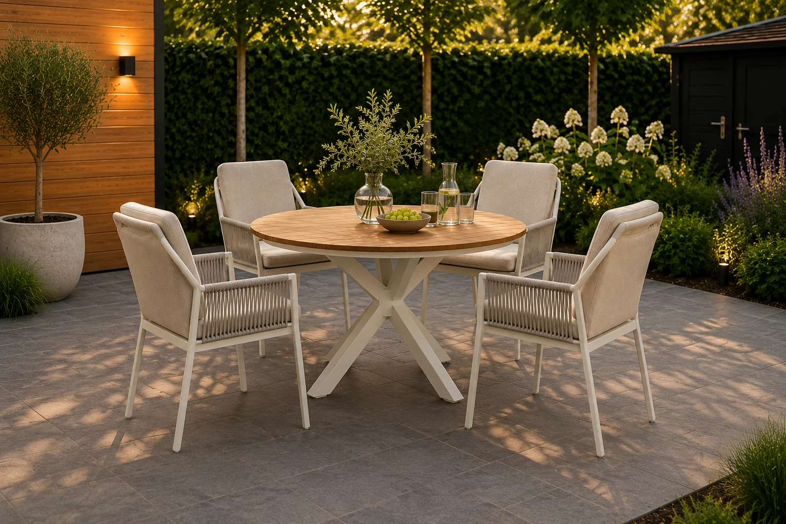 Tierra Liv Dining Set Creme White
